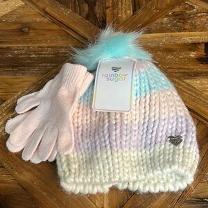 Rainbow sugar hat & glove set